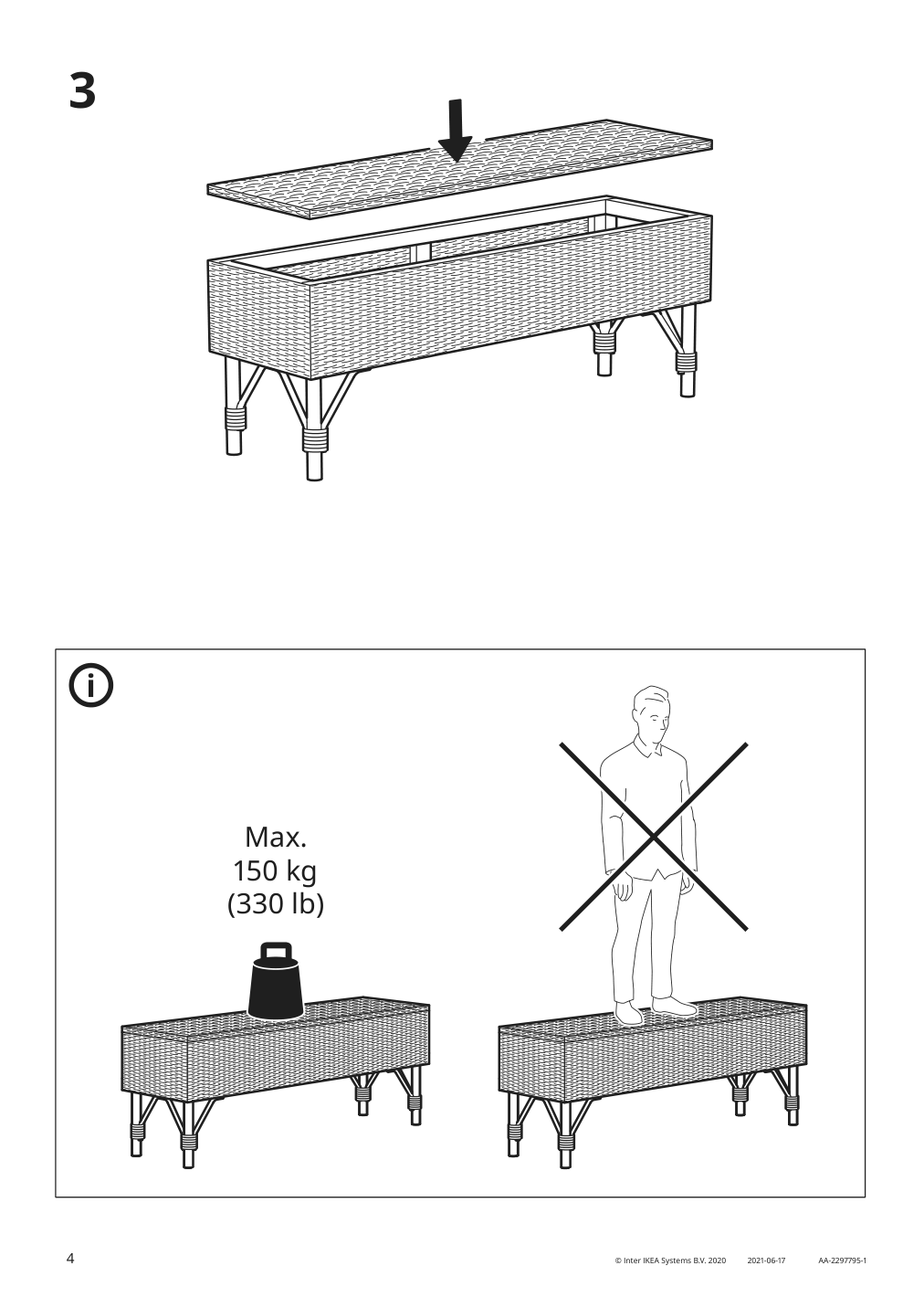 Assembly instructions for IKEA Tolkning bench with storage handmade rattan | Page 4 - IKEA TOLKNING bench with storage 805.126.57