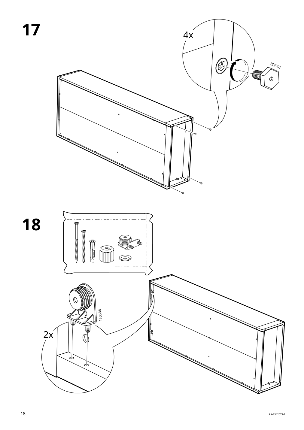 Assembly instructions for IKEA Tonstad bookcase brown stained oak veneer | Page 18 - IKEA TONSTAD storage with sliding glass doors 495.150.45