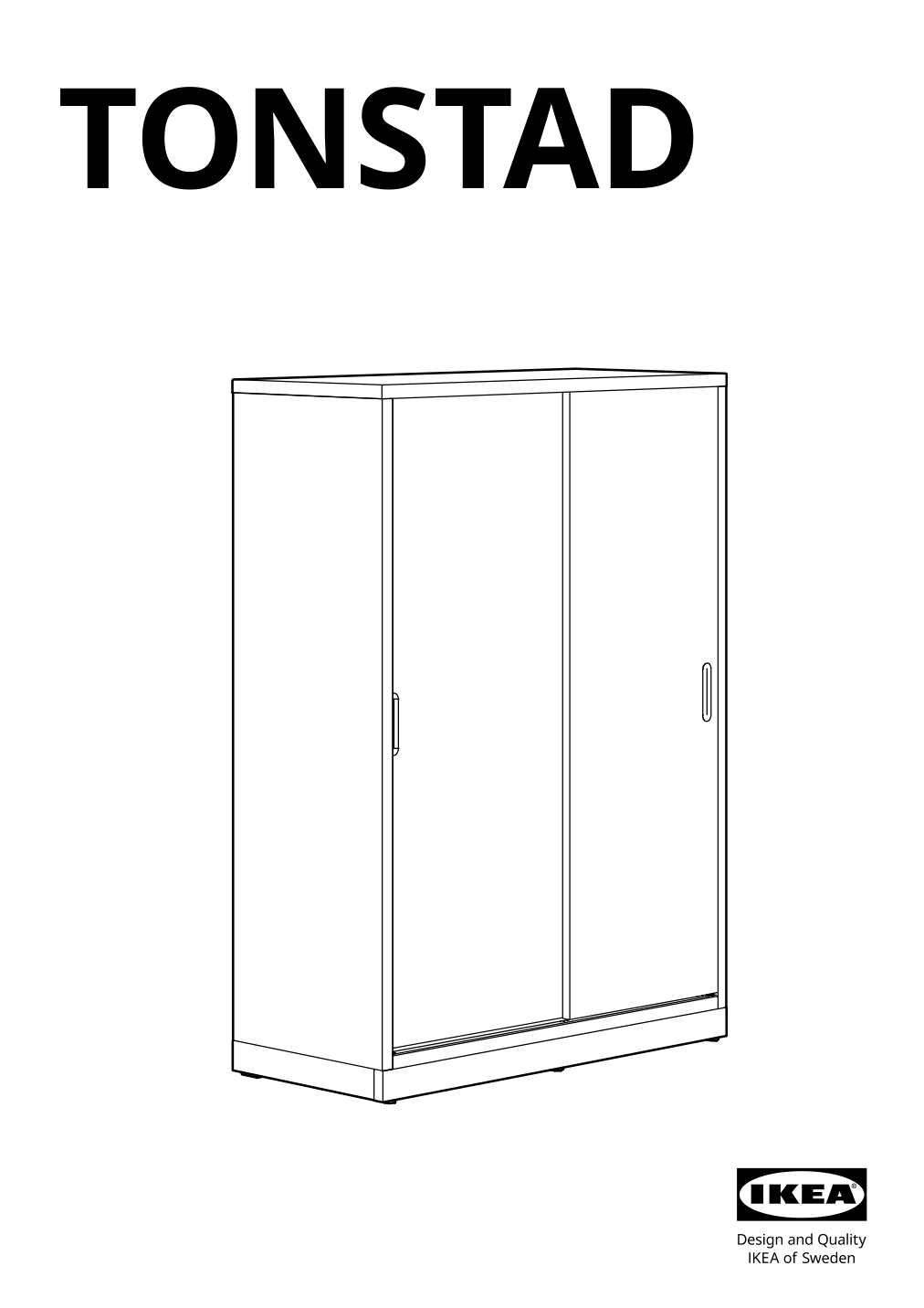 Assembly instructions for IKEA Tonstad cabinet with sliding doors off white | Page 1 - IKEA TONSTAD storage combination w sliding doors 395.717.63