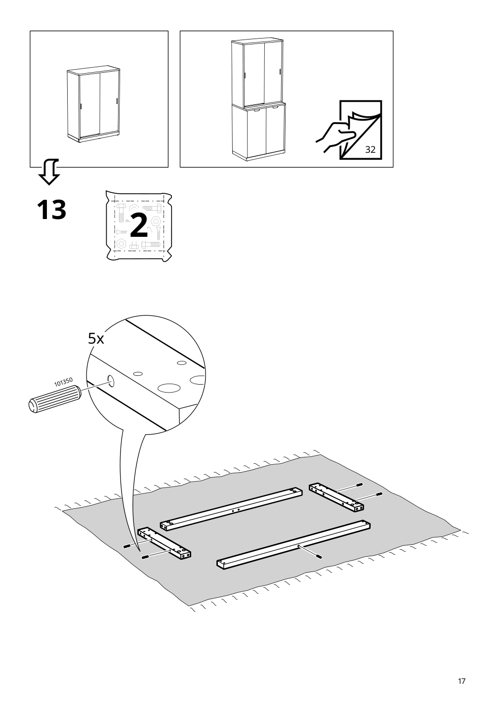 Assembly instructions for IKEA Tonstad cabinet with sliding doors off white | Page 17 - IKEA TONSTAD storage combination w sliding doors 395.717.63