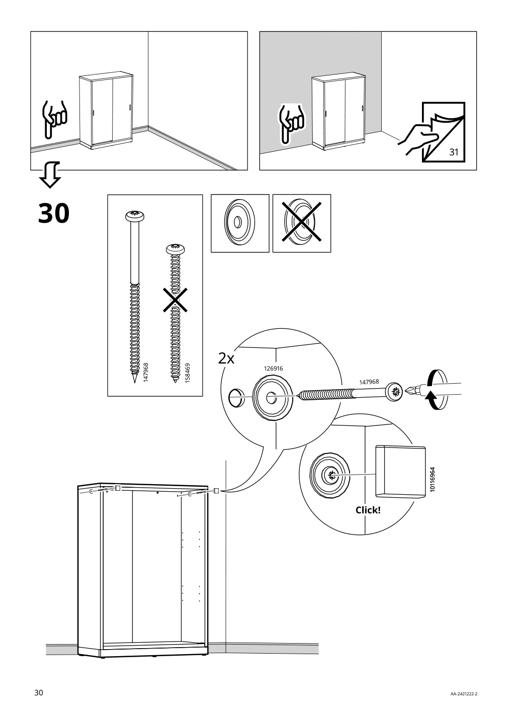 Assembly instructions for IKEA Tonstad cabinet with sliding doors off white | Page 30 - IKEA TONSTAD storage combination w sliding doors 395.717.63