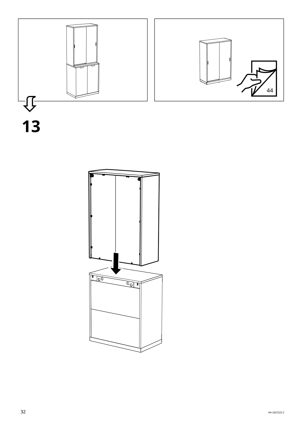 Assembly instructions for IKEA Tonstad cabinet with sliding doors off white | Page 32 - IKEA TONSTAD storage combination w sliding doors 395.717.63