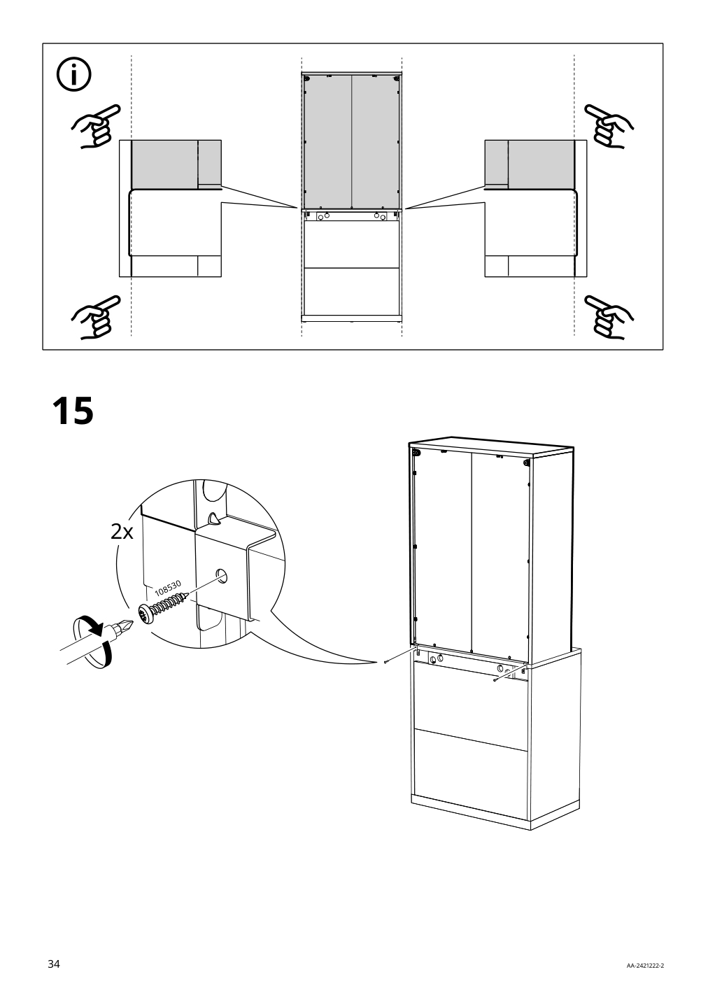 Assembly instructions for IKEA Tonstad cabinet with sliding doors off white | Page 34 - IKEA TONSTAD storage combination w sliding doors 395.717.63