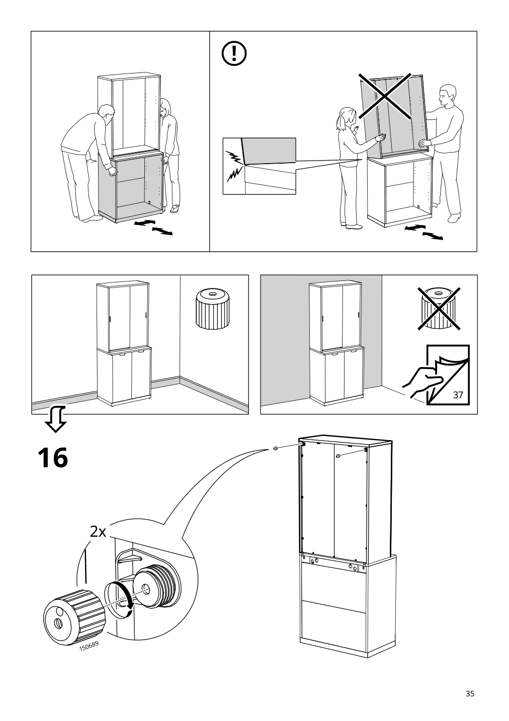 Assembly instructions for IKEA Tonstad cabinet with sliding doors off white | Page 35 - IKEA TONSTAD storage combination w sliding doors 395.717.63