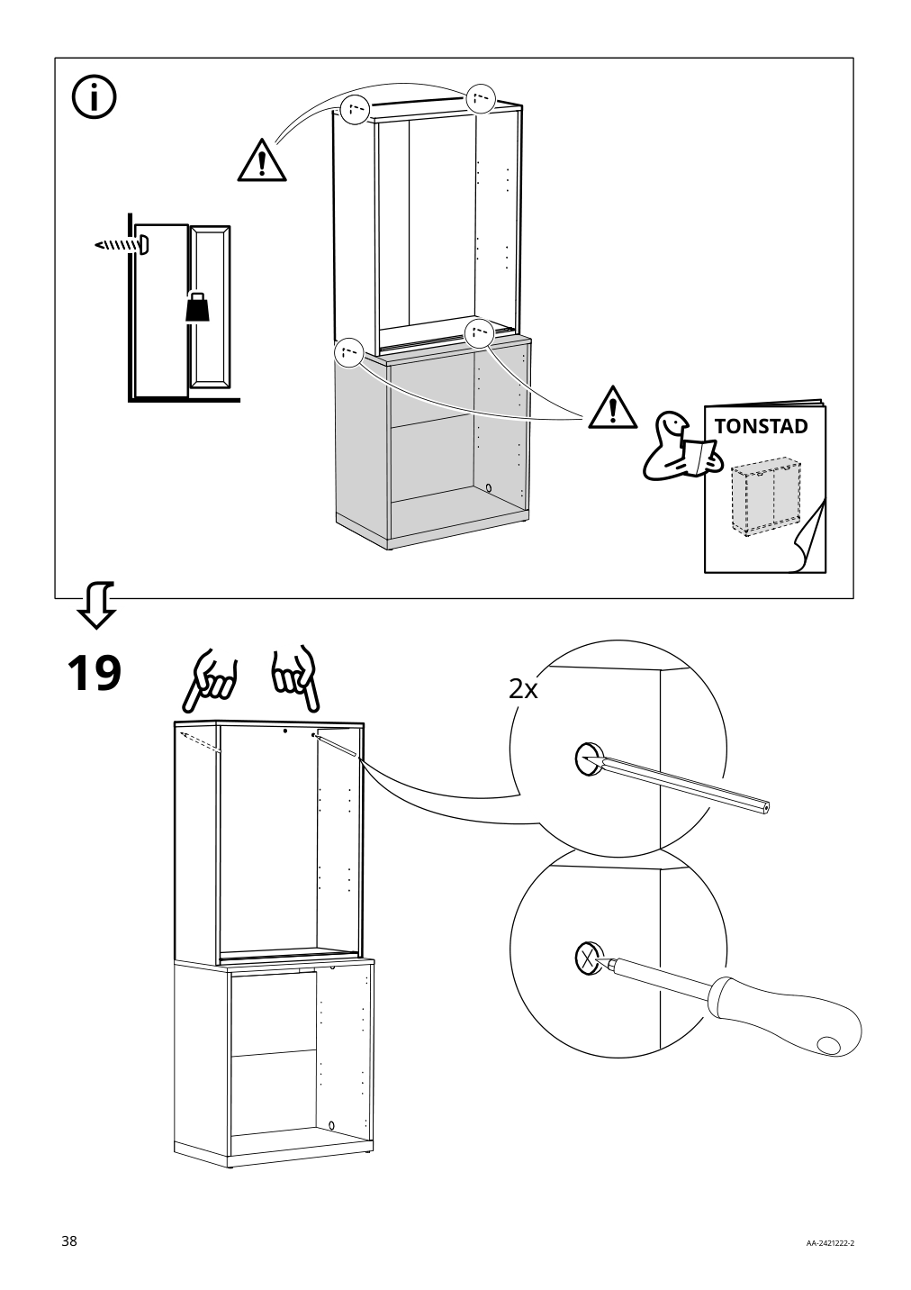 Assembly instructions for IKEA Tonstad cabinet with sliding doors off white | Page 38 - IKEA TONSTAD storage combination w sliding doors 395.717.63