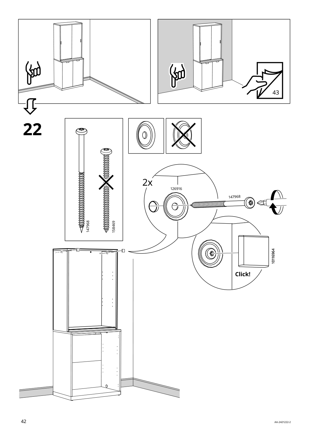 Assembly instructions for IKEA Tonstad cabinet with sliding doors off white | Page 42 - IKEA TONSTAD storage combination w sliding doors 395.717.63