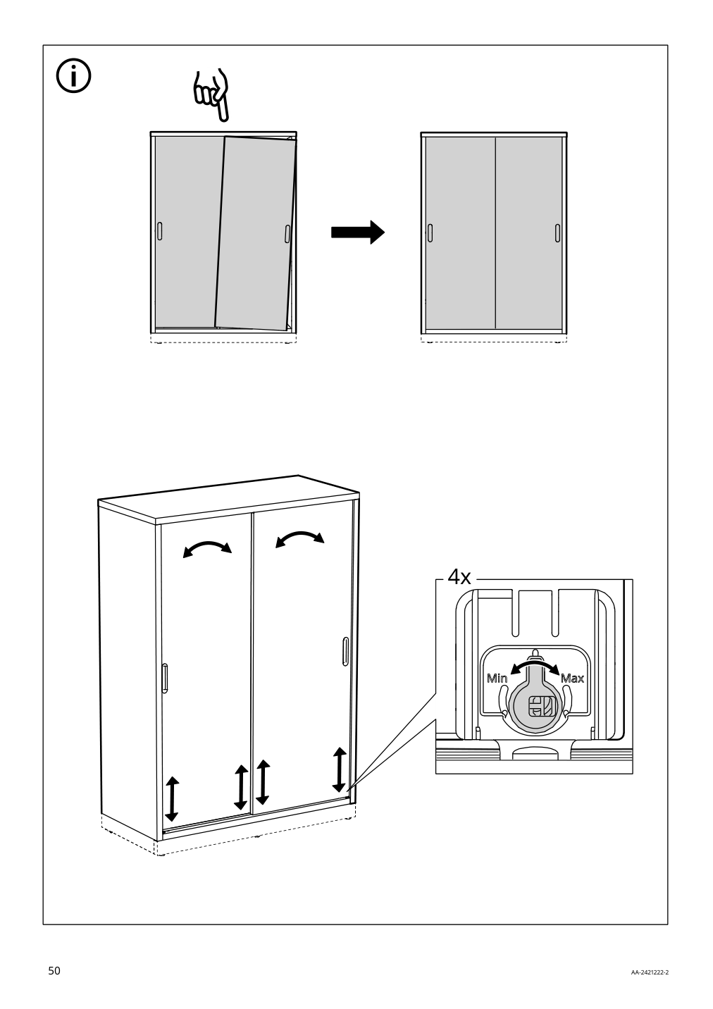 Assembly instructions for IKEA Tonstad cabinet with sliding doors off white | Page 50 - IKEA TONSTAD storage combination w sliding doors 395.717.63