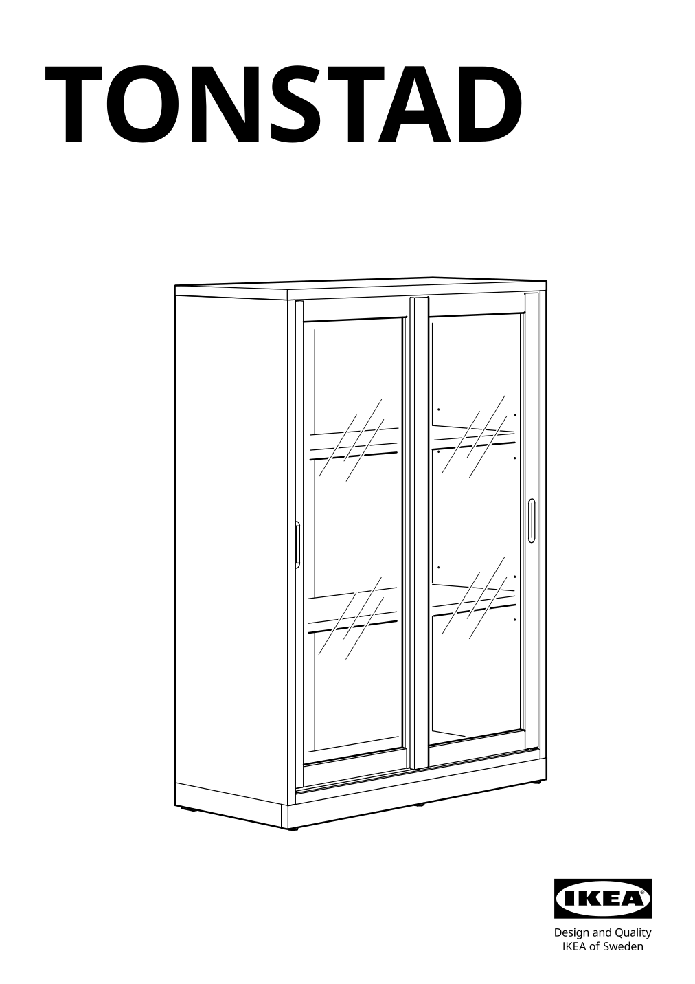 Assembly instructions for IKEA Tonstad cabinet with sliding glass doors off white | Page 1 - IKEA TONSTAD storage combination w sliding doors 395.717.58