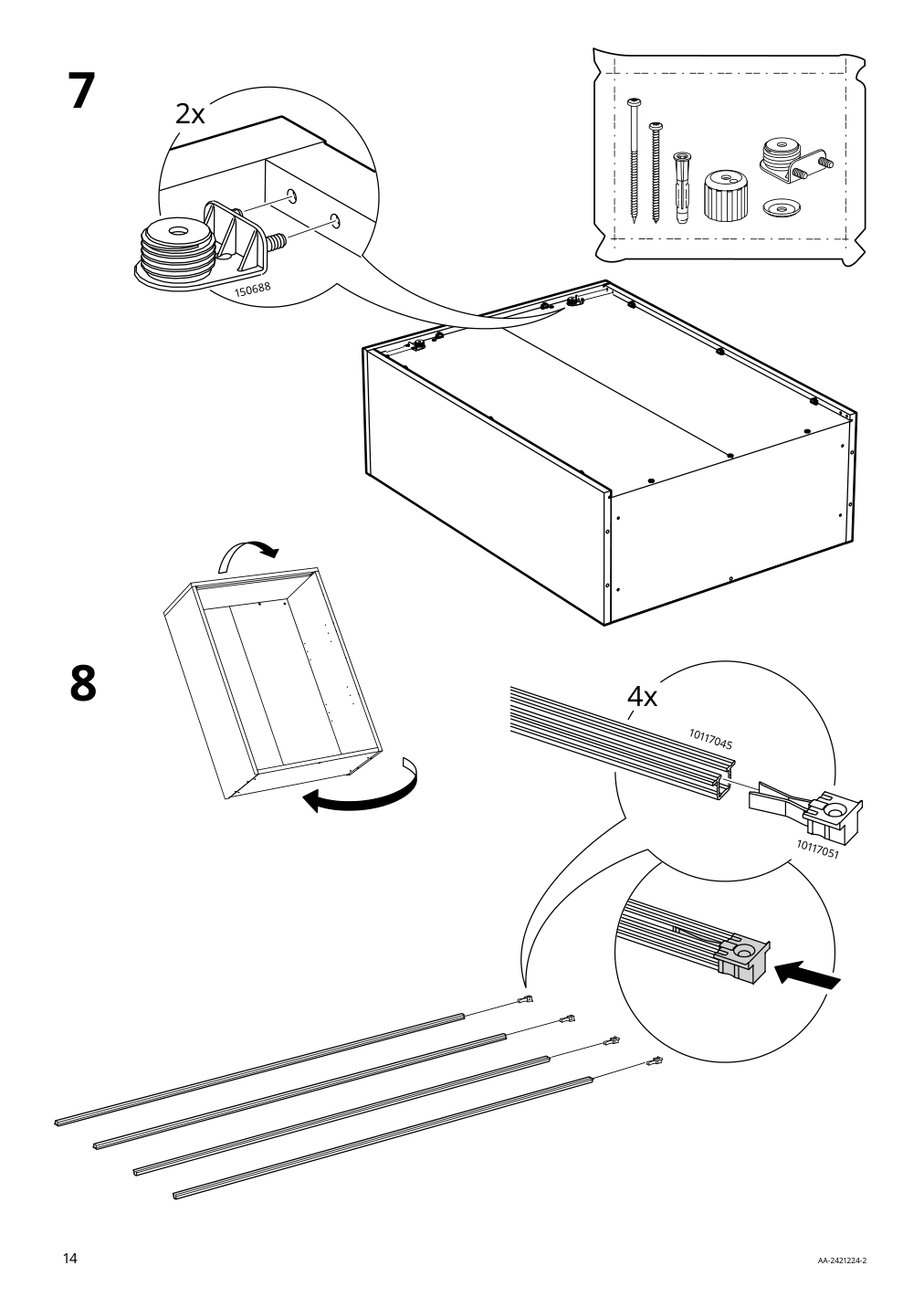 Assembly instructions for IKEA Tonstad cabinet with sliding glass doors off white | Page 14 - IKEA TONSTAD storage combination w sliding doors 395.717.58