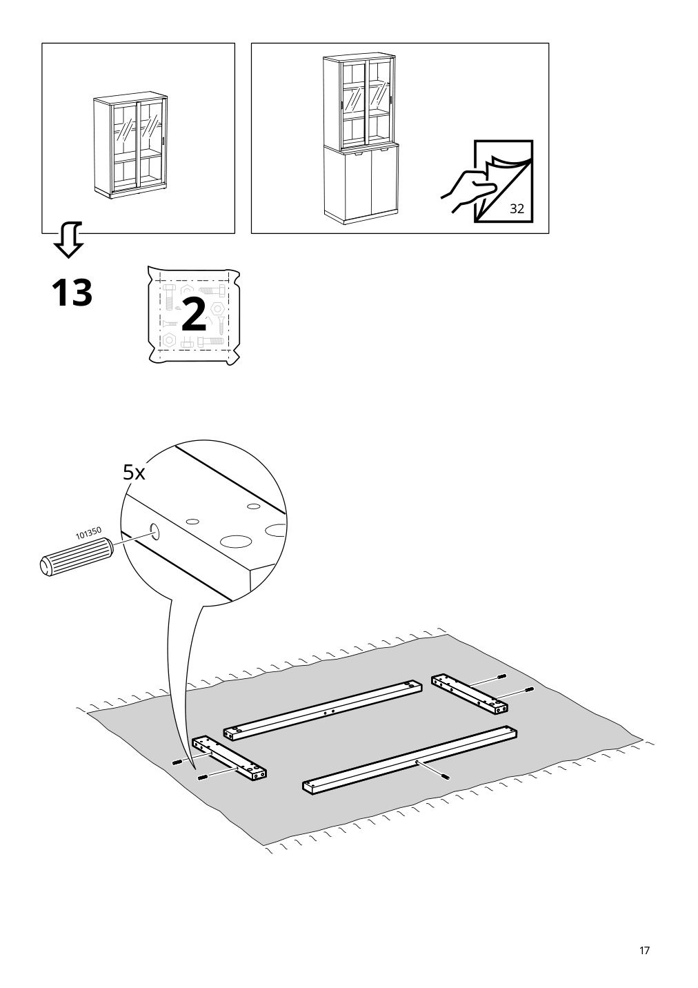 Assembly instructions for IKEA Tonstad cabinet with sliding glass doors off white | Page 17 - IKEA TONSTAD storage combination w sliding doors 395.717.58