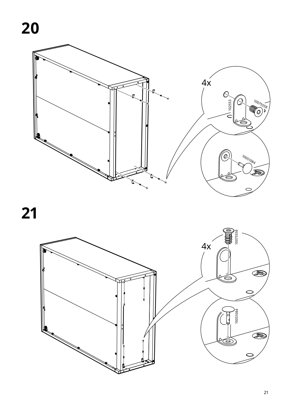 Assembly instructions for IKEA Tonstad cabinet with sliding glass doors off white | Page 21 - IKEA TONSTAD storage combination w sliding doors 395.717.58