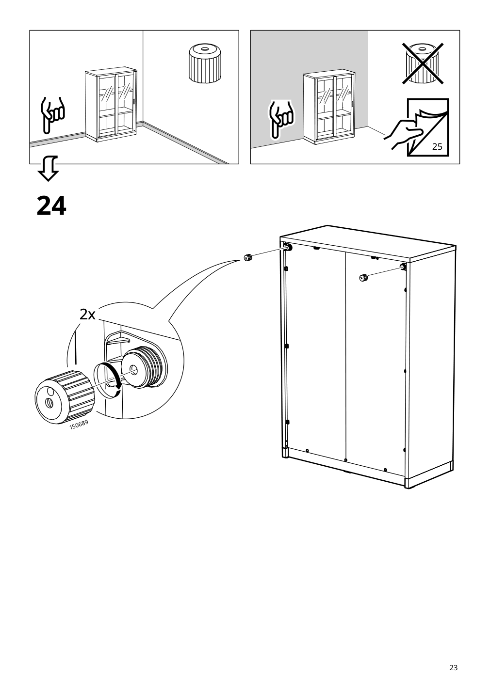 Assembly instructions for IKEA Tonstad cabinet with sliding glass doors off white | Page 23 - IKEA TONSTAD storage combination w sliding doors 395.717.58