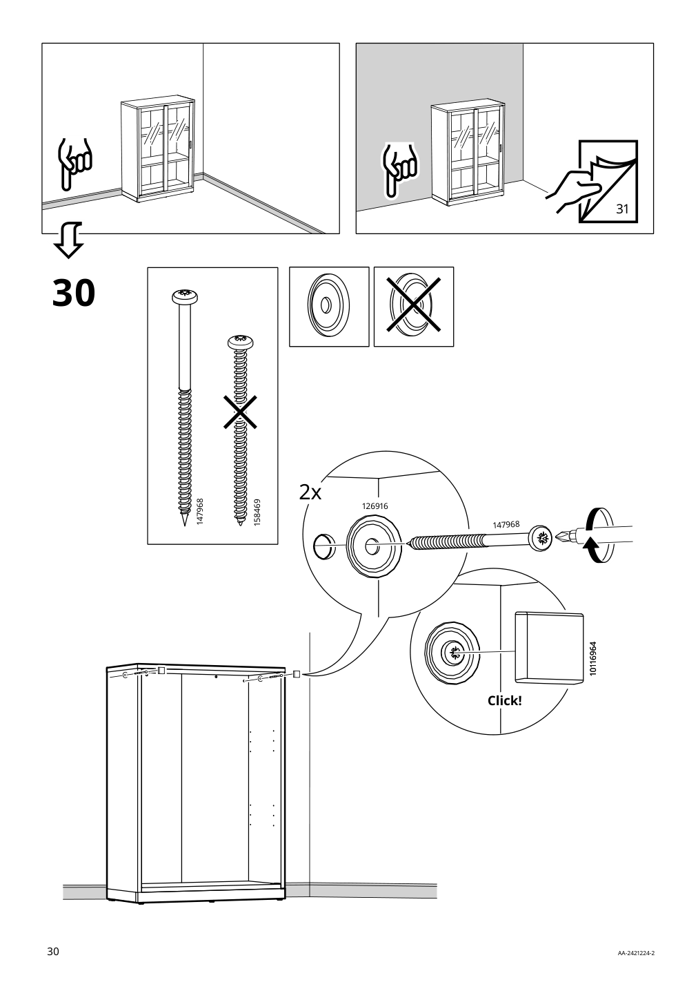 Assembly instructions for IKEA Tonstad cabinet with sliding glass doors off white | Page 30 - IKEA TONSTAD storage combination w sliding doors 395.717.58