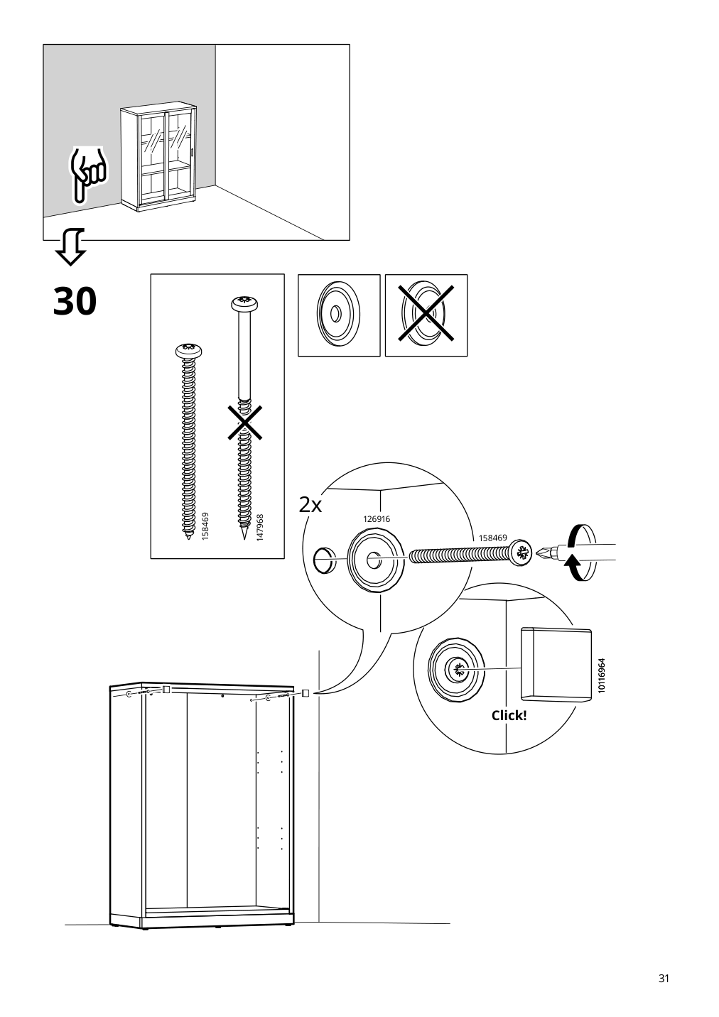 Assembly instructions for IKEA Tonstad cabinet with sliding glass doors off white | Page 31 - IKEA TONSTAD storage combination w sliding doors 395.717.58