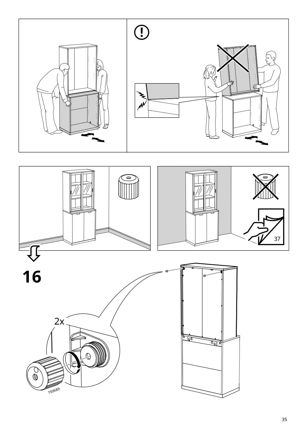 Assembly instructions for IKEA Tonstad cabinet with sliding glass doors off white | Page 35 - IKEA TONSTAD storage combination w sliding doors 395.717.58