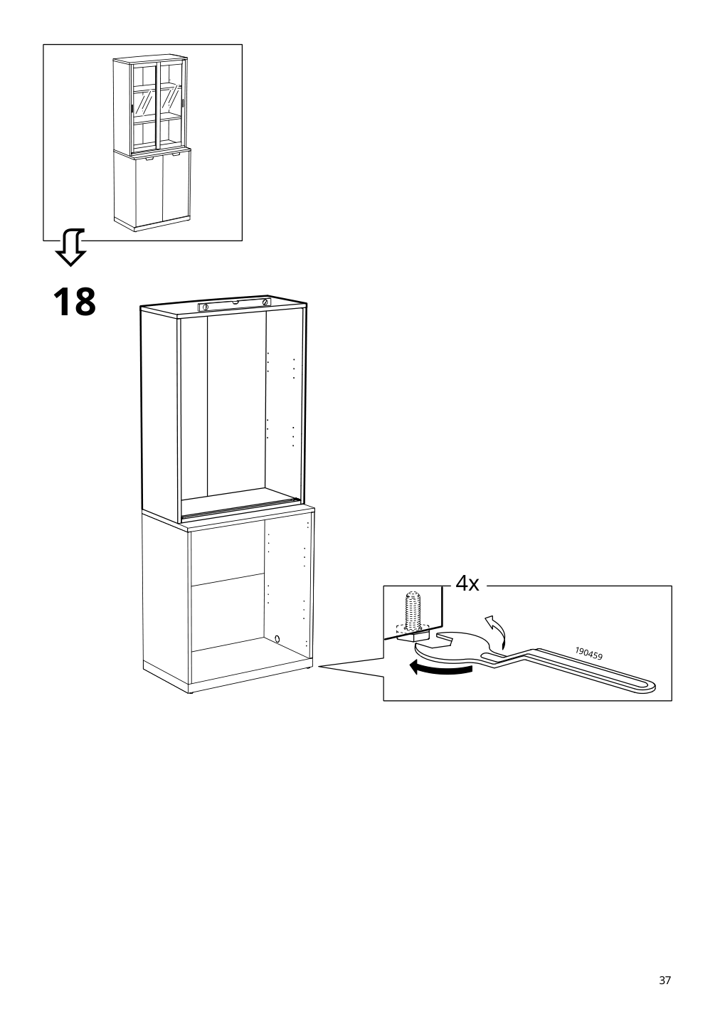 Assembly instructions for IKEA Tonstad cabinet with sliding glass doors off white | Page 37 - IKEA TONSTAD storage combination w sliding doors 395.717.58