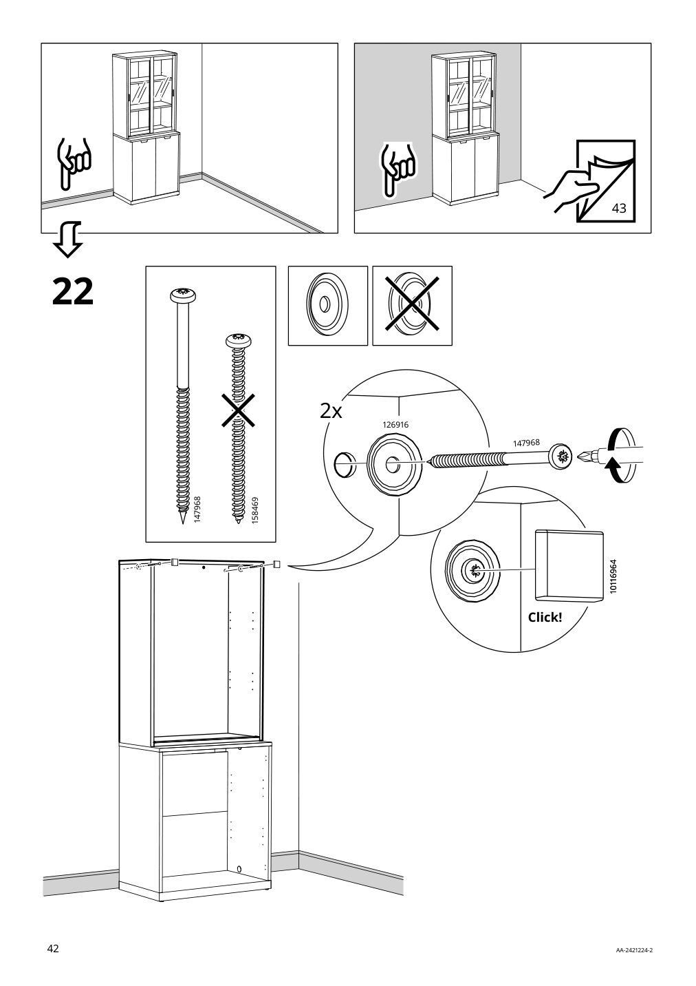 Assembly instructions for IKEA Tonstad cabinet with sliding glass doors off white | Page 42 - IKEA TONSTAD storage combination w sliding doors 395.717.58