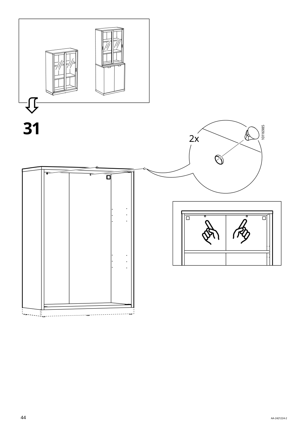 Assembly instructions for IKEA Tonstad cabinet with sliding glass doors off white | Page 44 - IKEA TONSTAD storage combination w sliding doors 395.717.58