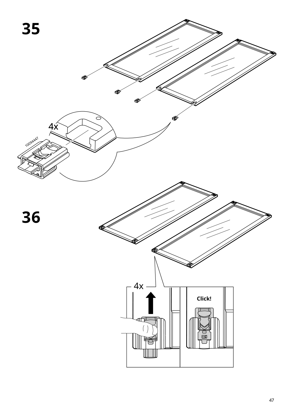 Assembly instructions for IKEA Tonstad cabinet with sliding glass doors off white | Page 47 - IKEA TONSTAD storage combination w sliding doors 395.717.58