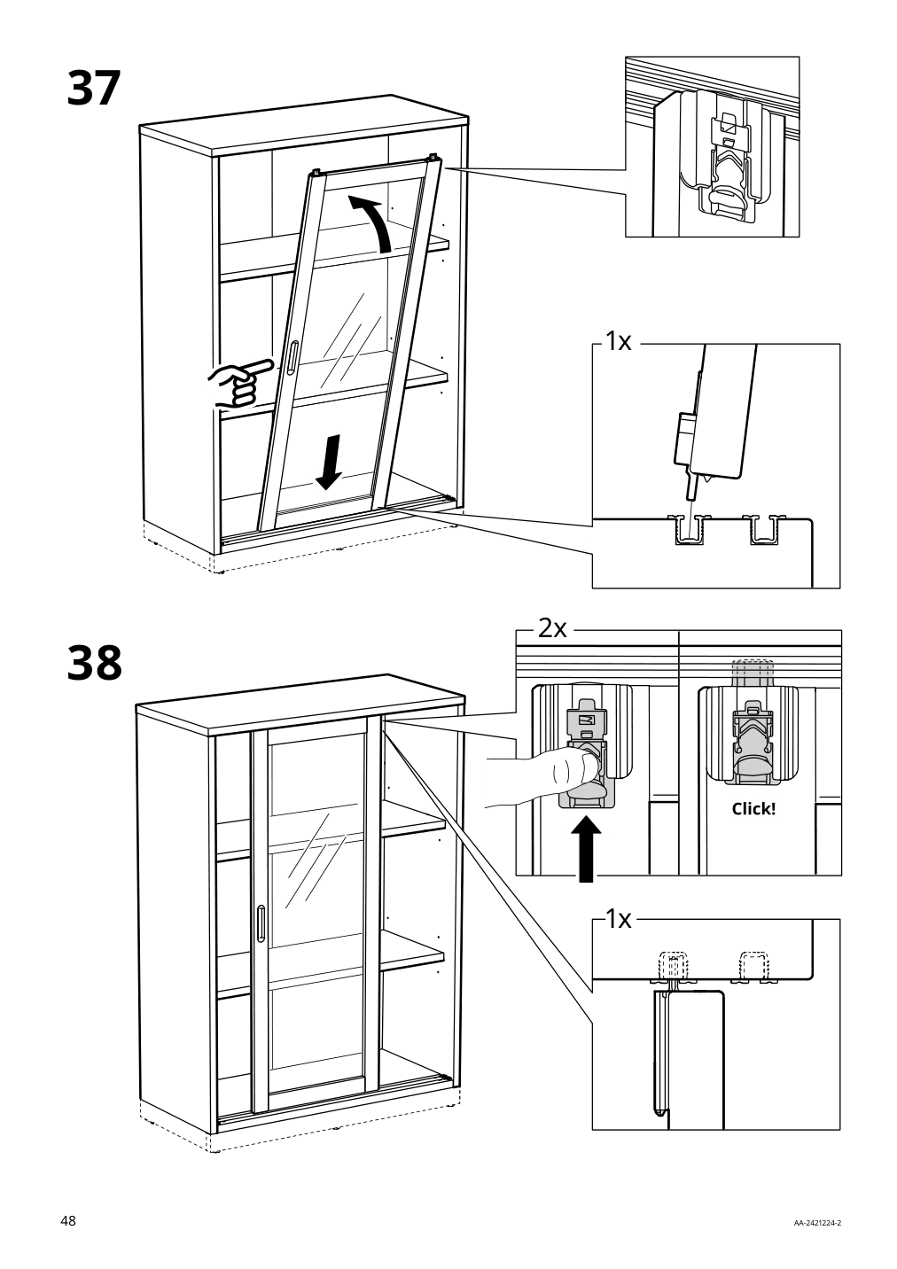 Assembly instructions for IKEA Tonstad cabinet with sliding glass doors off white | Page 48 - IKEA TONSTAD storage combination w sliding doors 395.717.58