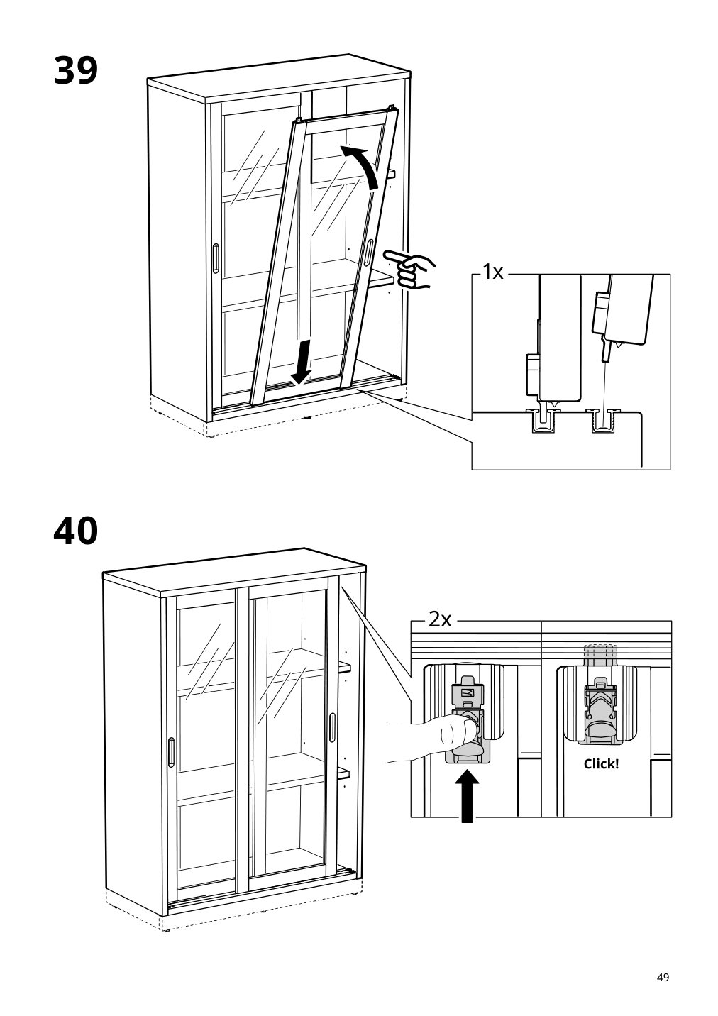 Assembly instructions for IKEA Tonstad cabinet with sliding glass doors off white | Page 49 - IKEA TONSTAD storage combination w sliding doors 395.717.58