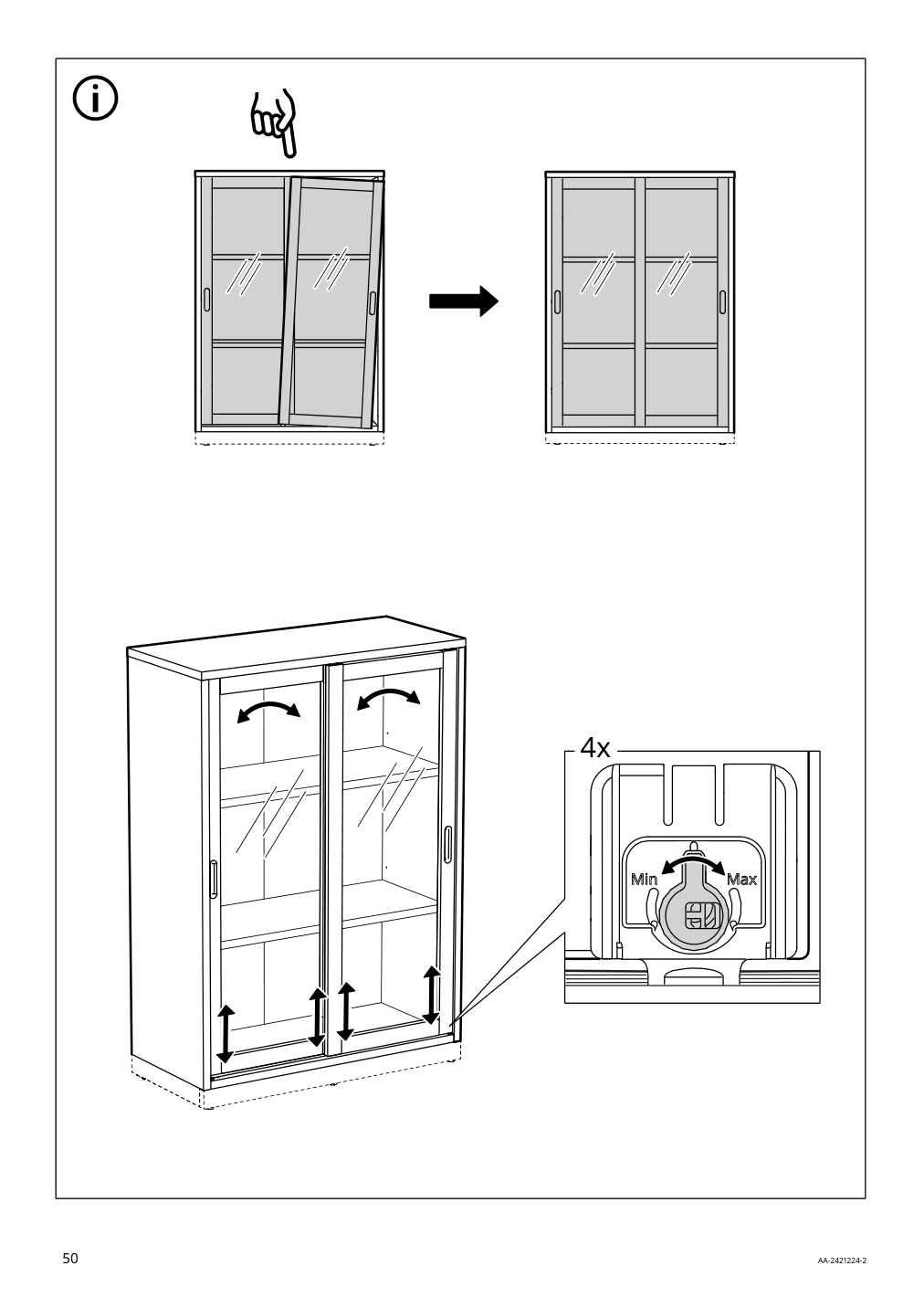 Assembly instructions for IKEA Tonstad cabinet with sliding glass doors off white | Page 50 - IKEA TONSTAD storage combination w sliding doors 395.717.58