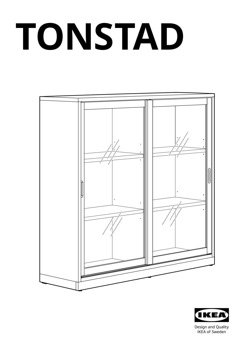 Assembly instructions for IKEA Tonstad cabinet with sliding glass doors off white | Page 1 - IKEA TONSTAD storage combination w sliding doors 895.717.70