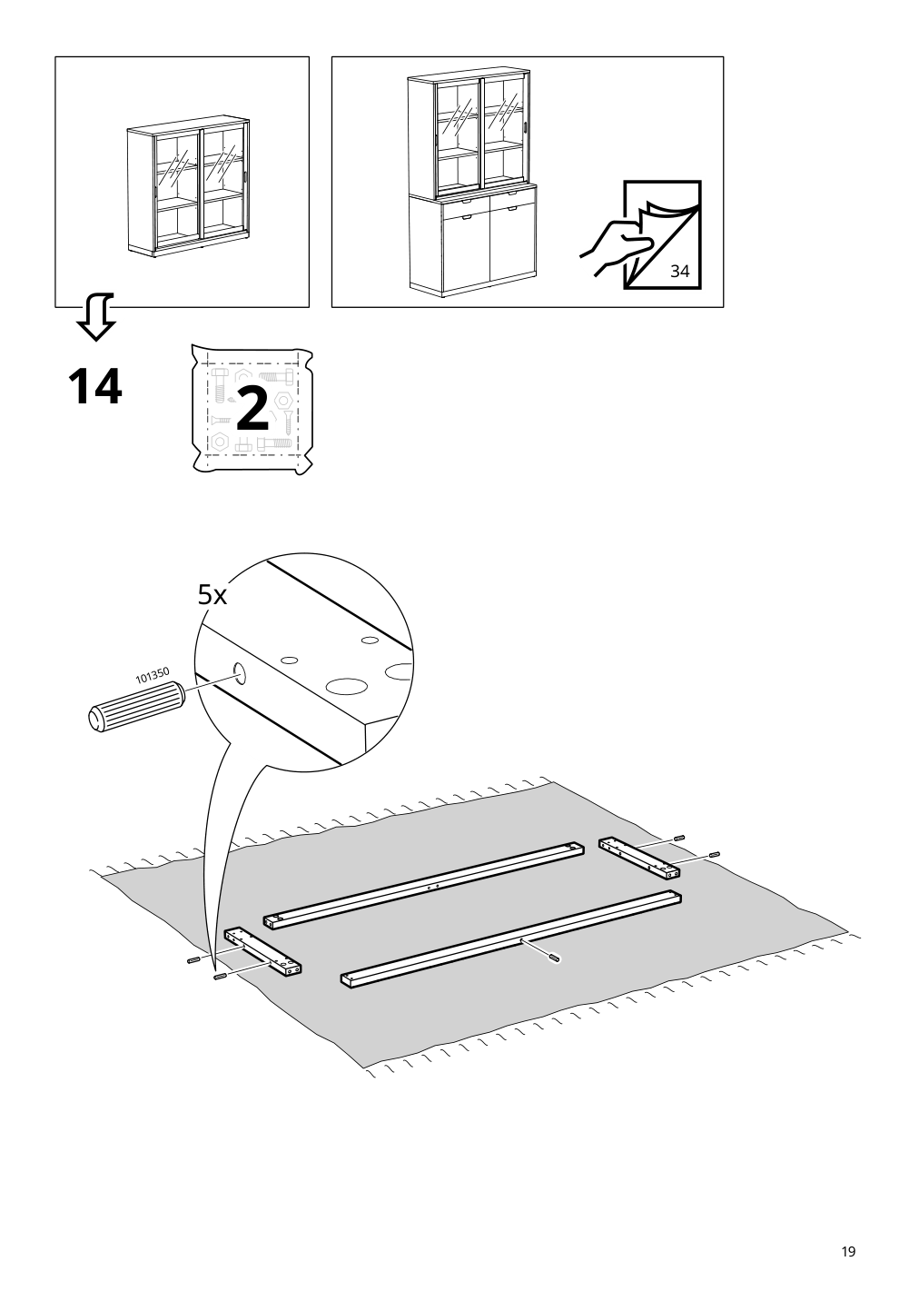 Assembly instructions for IKEA Tonstad cabinet with sliding glass doors off white | Page 19 - IKEA TONSTAD storage combination w sliding doors 895.717.70