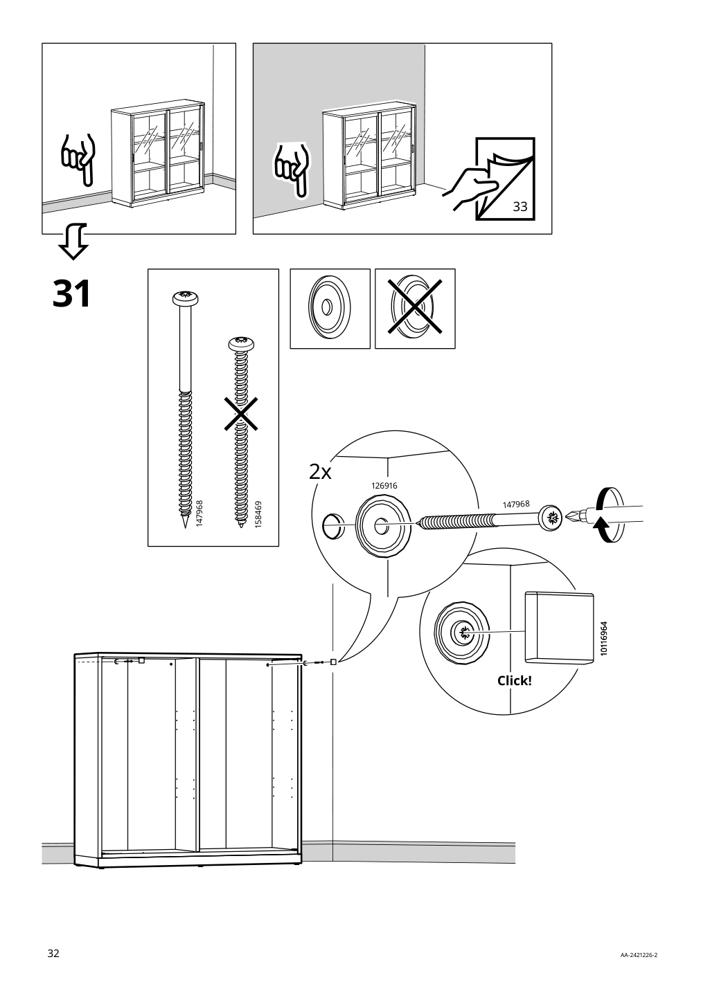 Assembly instructions for IKEA Tonstad cabinet with sliding glass doors off white | Page 32 - IKEA TONSTAD storage combination w sliding doors 895.717.70