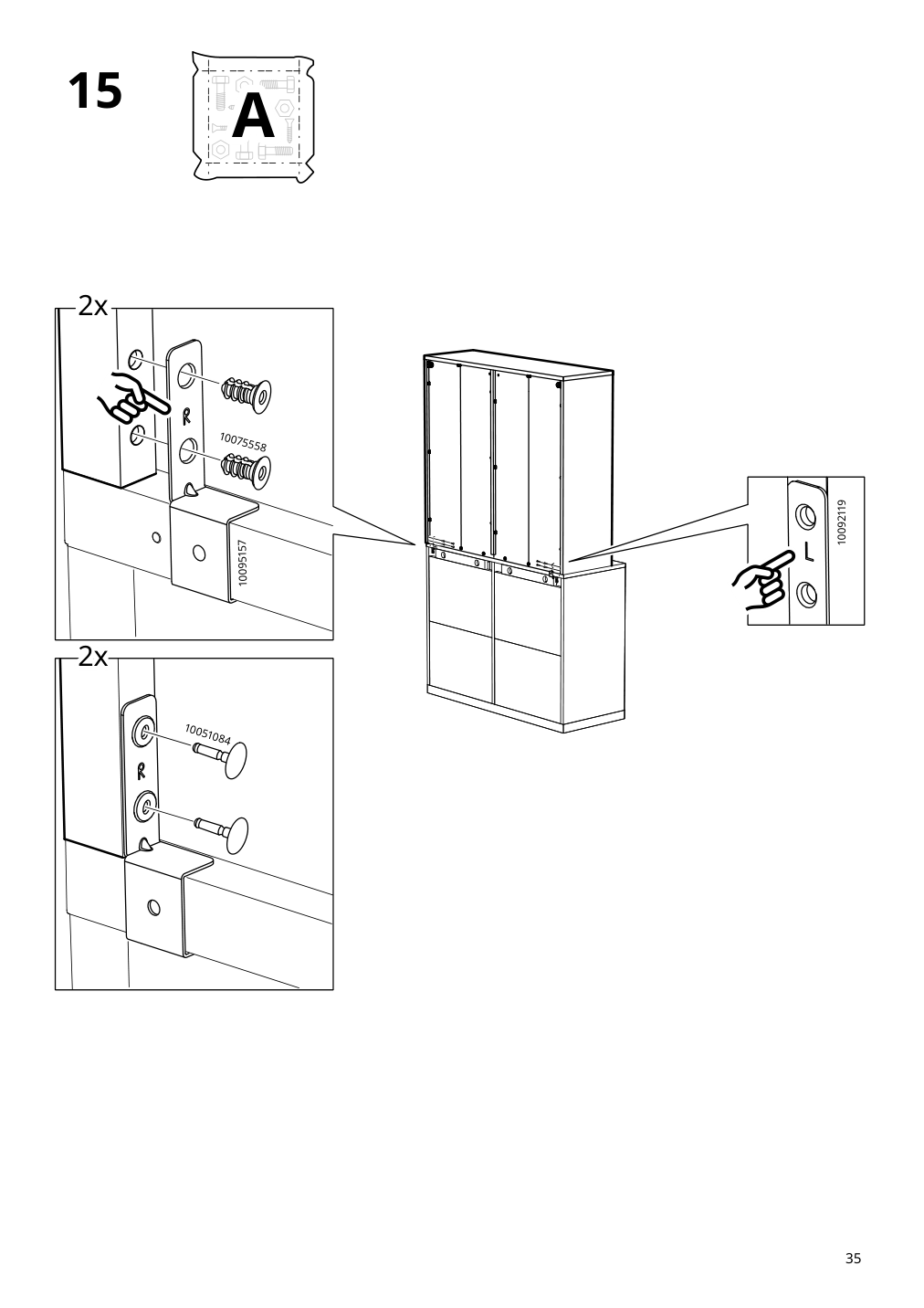 Assembly instructions for IKEA Tonstad cabinet with sliding glass doors off white | Page 35 - IKEA TONSTAD storage combination w sliding doors 895.717.70