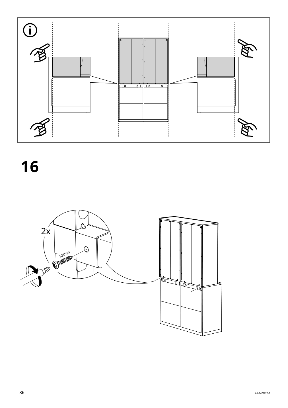 Assembly instructions for IKEA Tonstad cabinet with sliding glass doors off white | Page 36 - IKEA TONSTAD storage combination w sliding doors 895.717.70