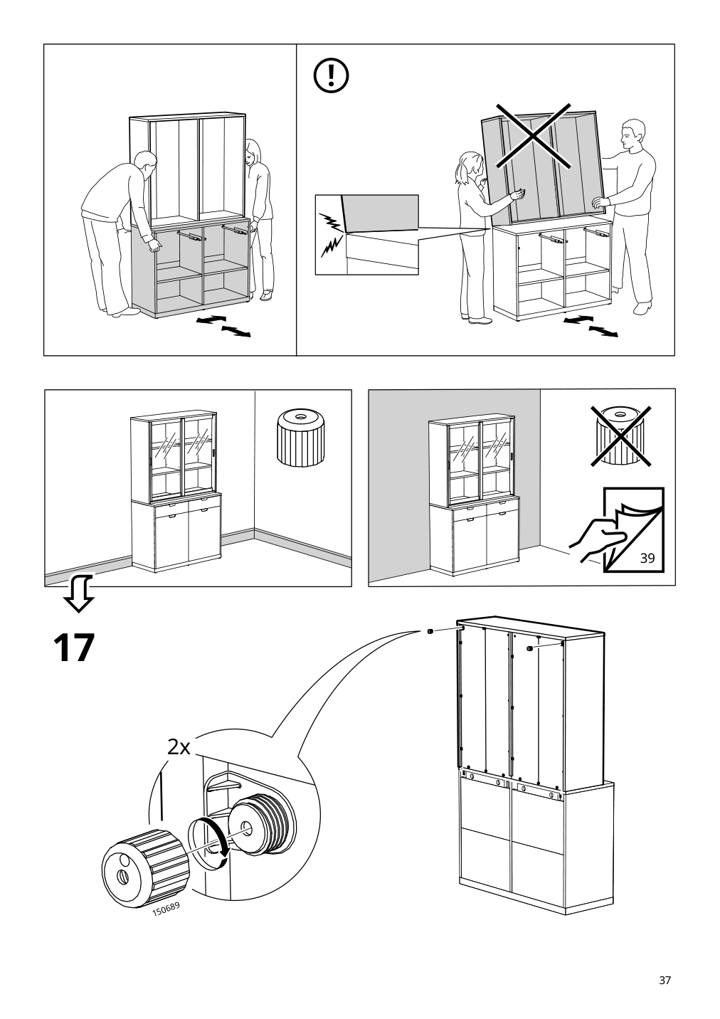 Assembly instructions for IKEA Tonstad cabinet with sliding glass doors off white | Page 37 - IKEA TONSTAD storage combination w sliding doors 895.717.70