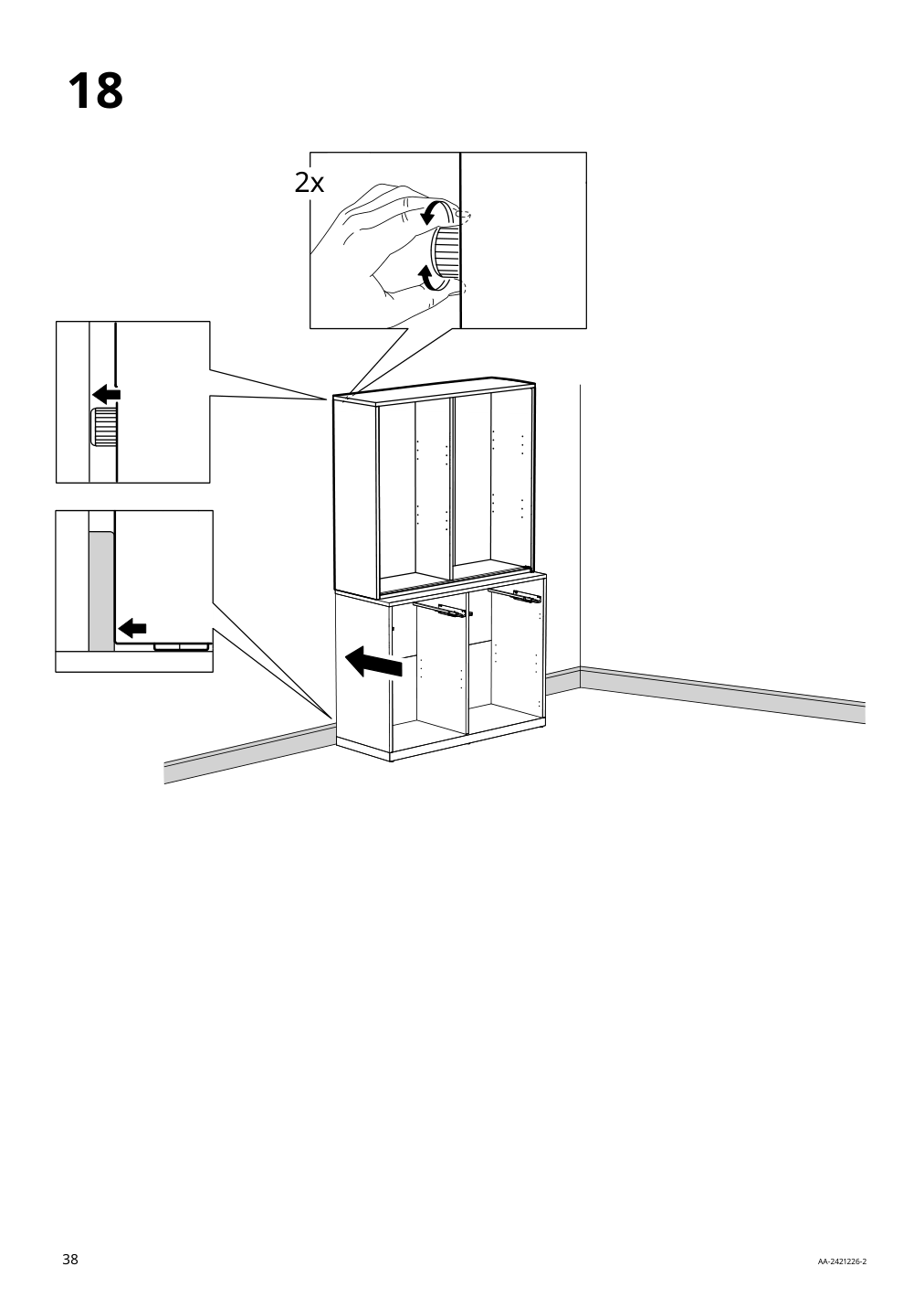 Assembly instructions for IKEA Tonstad cabinet with sliding glass doors off white | Page 38 - IKEA TONSTAD storage combination w sliding doors 895.717.70