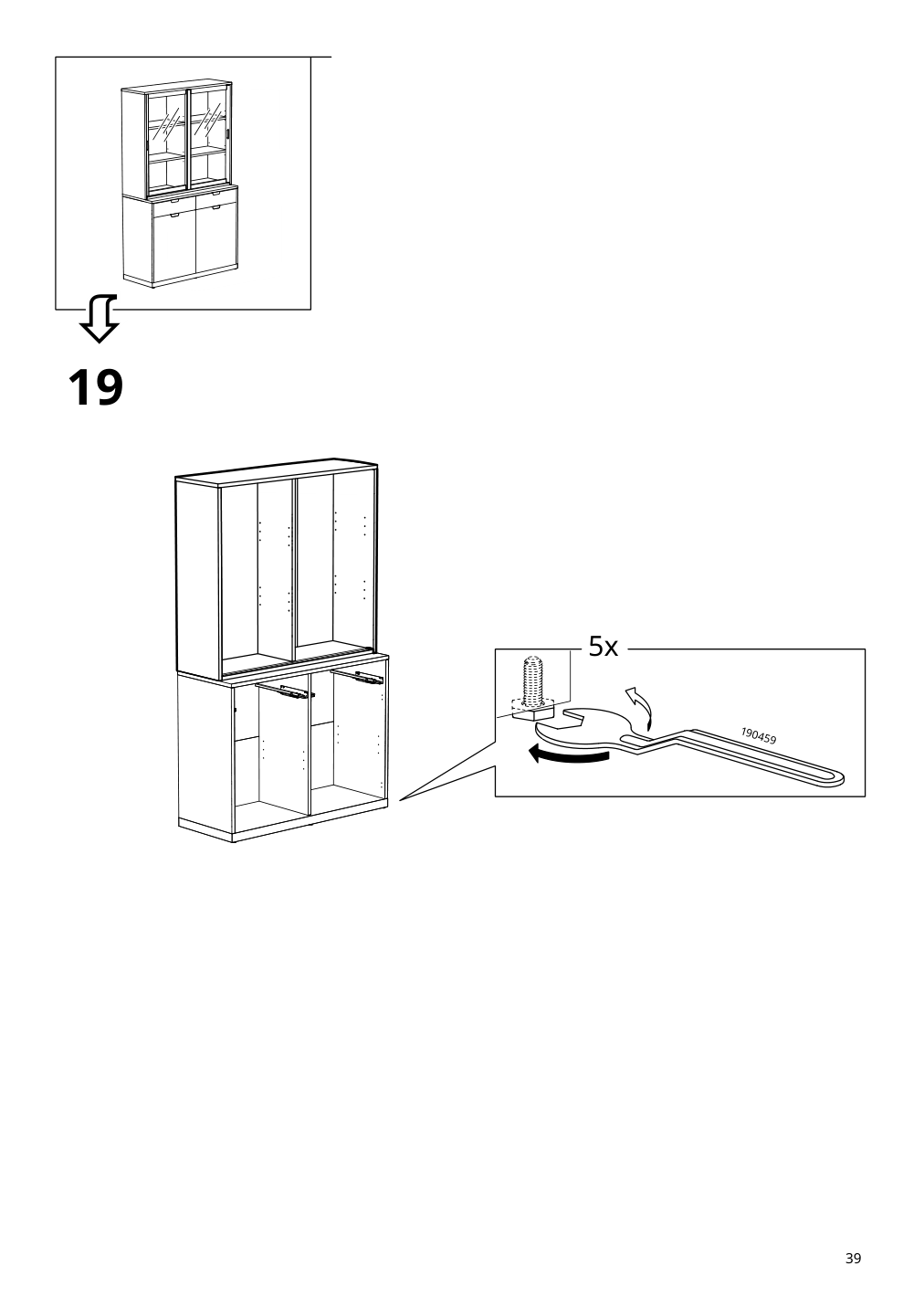 Assembly instructions for IKEA Tonstad cabinet with sliding glass doors off white | Page 39 - IKEA TONSTAD storage combination w sliding doors 895.717.70