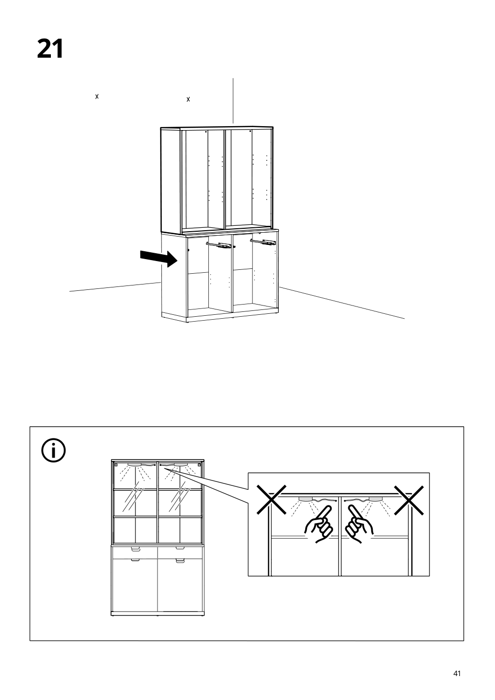 Assembly instructions for IKEA Tonstad cabinet with sliding glass doors off white | Page 41 - IKEA TONSTAD storage combination w sliding doors 895.717.70