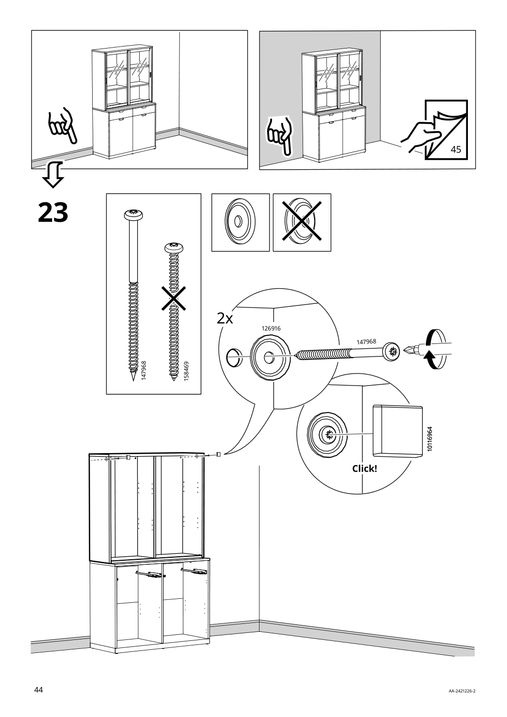 Assembly instructions for IKEA Tonstad cabinet with sliding glass doors off white | Page 44 - IKEA TONSTAD storage combination w sliding doors 895.717.70