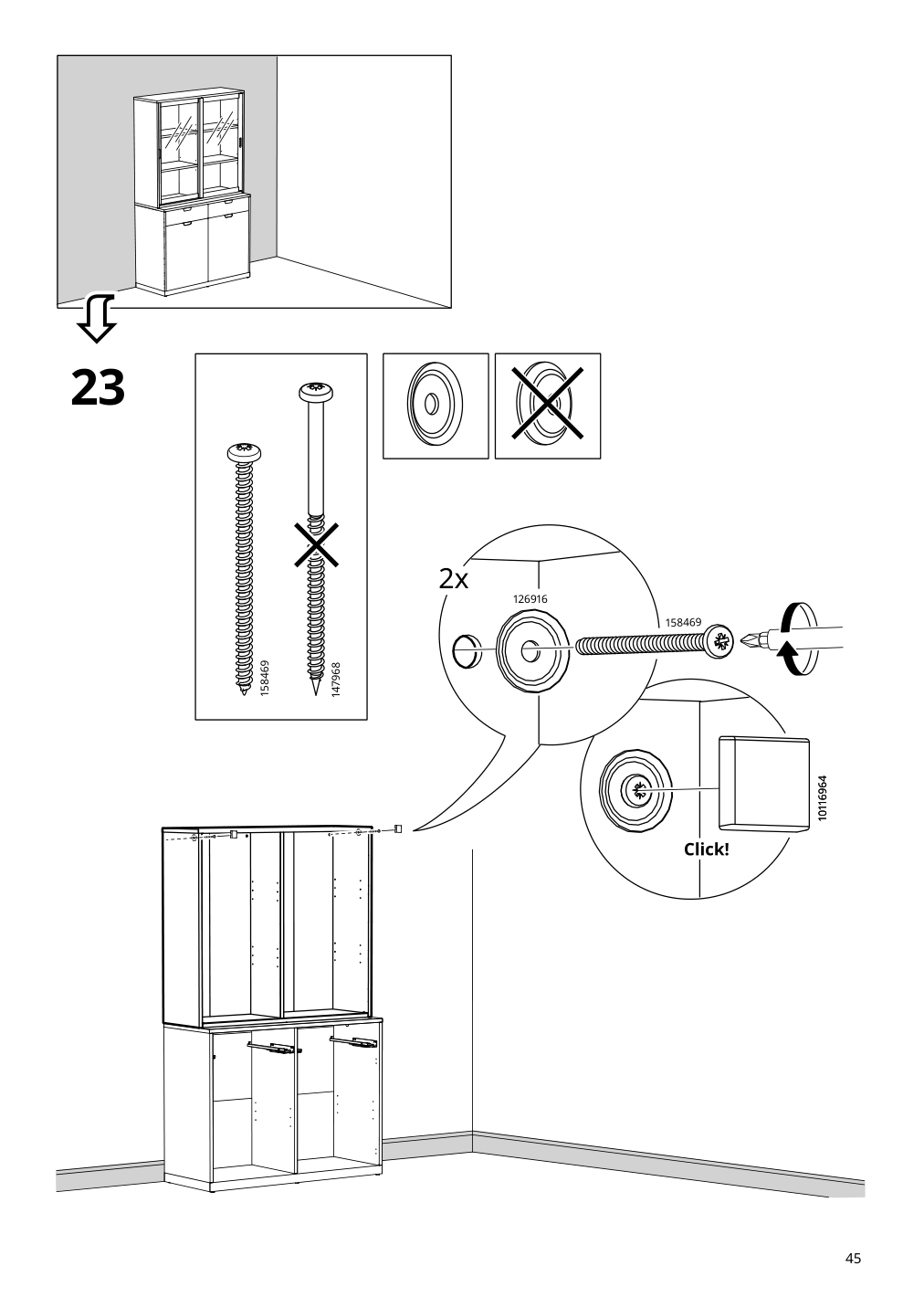 Assembly instructions for IKEA Tonstad cabinet with sliding glass doors off white | Page 45 - IKEA TONSTAD storage combination w sliding doors 895.717.70