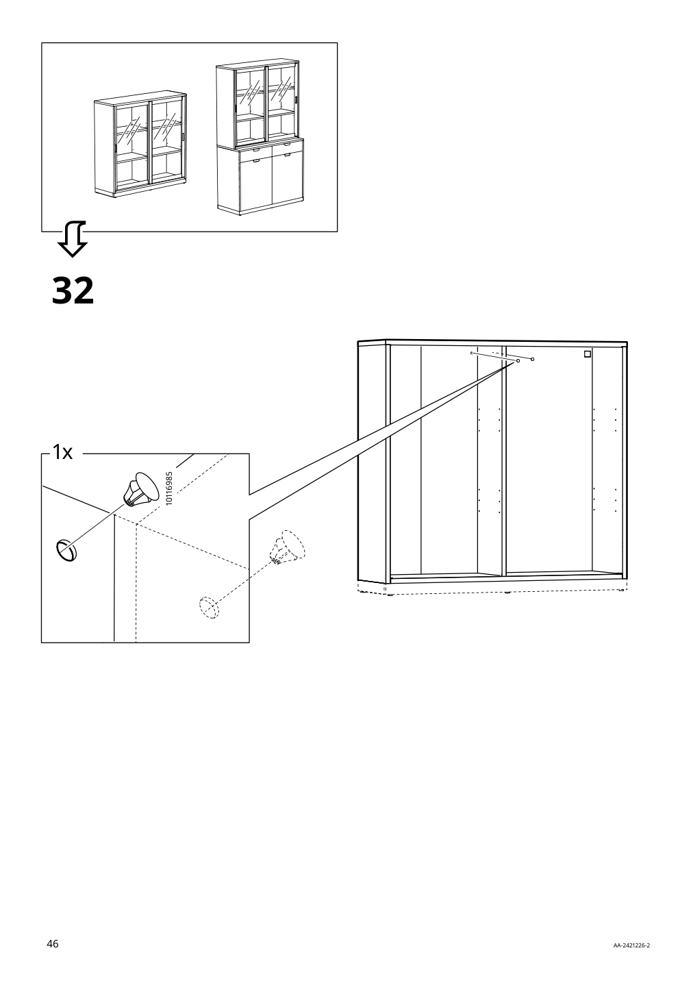 Assembly instructions for IKEA Tonstad cabinet with sliding glass doors off white | Page 46 - IKEA TONSTAD storage combination w sliding doors 895.717.70