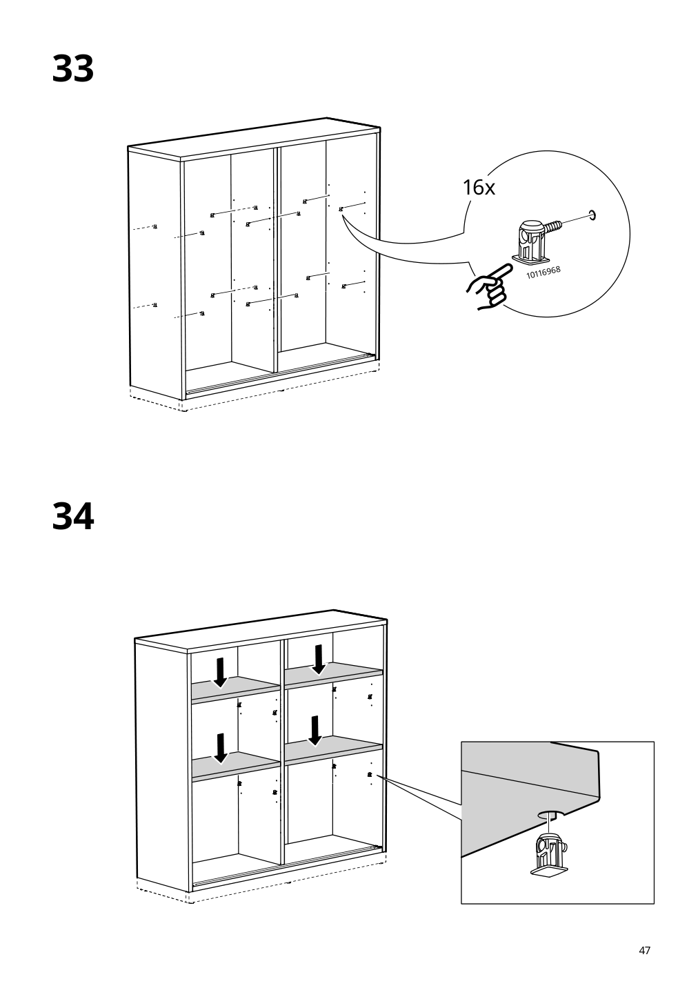 Assembly instructions for IKEA Tonstad cabinet with sliding glass doors off white | Page 47 - IKEA TONSTAD storage combination w sliding doors 895.717.70