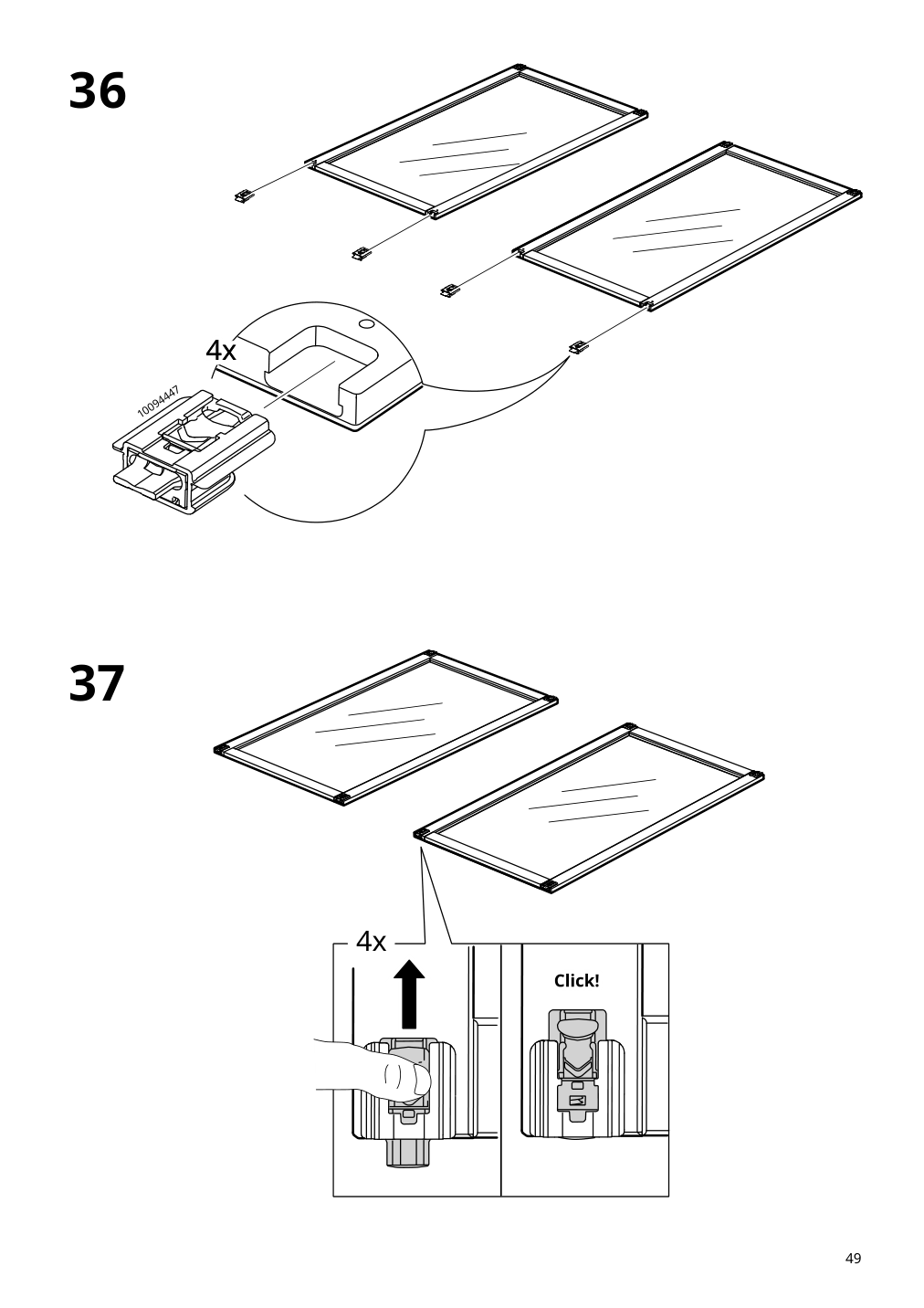 Assembly instructions for IKEA Tonstad cabinet with sliding glass doors off white | Page 49 - IKEA TONSTAD storage combination w sliding doors 895.717.70