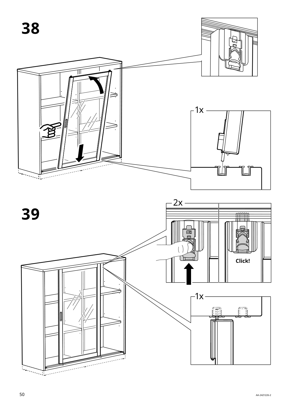 Assembly instructions for IKEA Tonstad cabinet with sliding glass doors off white | Page 50 - IKEA TONSTAD storage combination w sliding doors 895.717.70