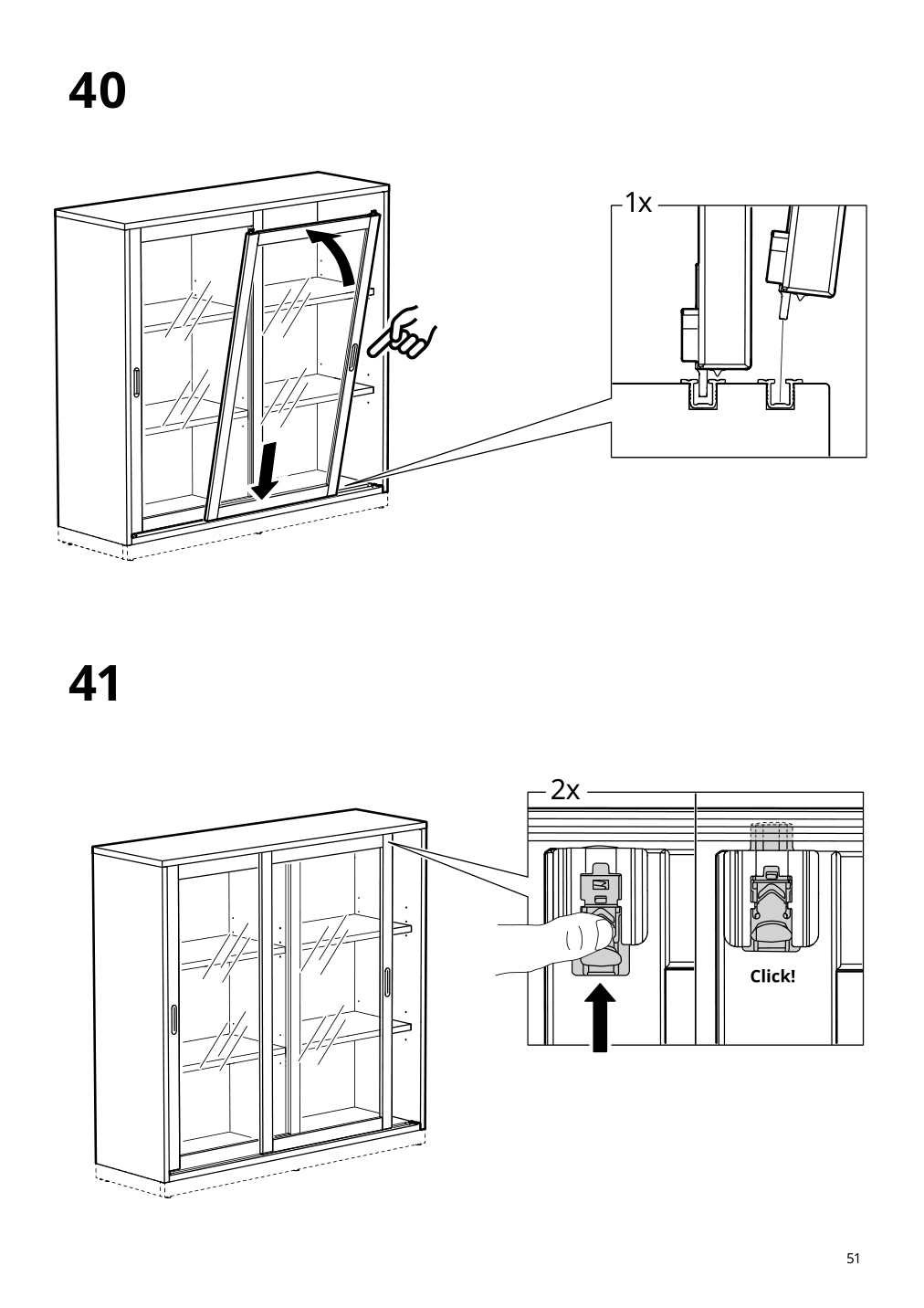 Assembly instructions for IKEA Tonstad cabinet with sliding glass doors off white | Page 51 - IKEA TONSTAD storage combination w sliding doors 895.717.70