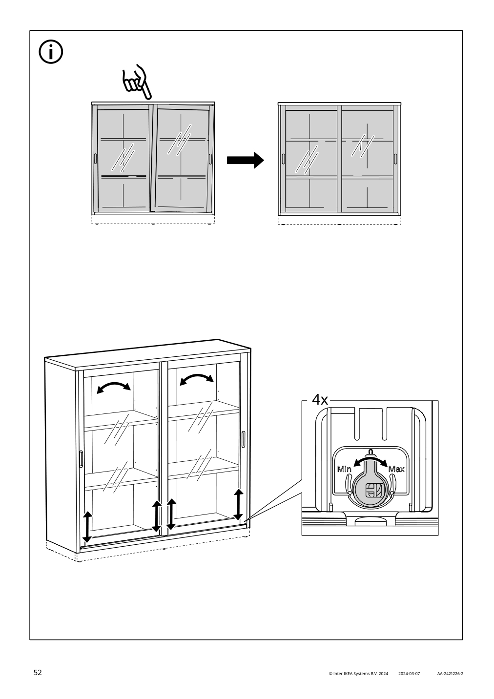 Assembly instructions for IKEA Tonstad cabinet with sliding glass doors off white | Page 52 - IKEA TONSTAD storage combination w sliding doors 895.717.70