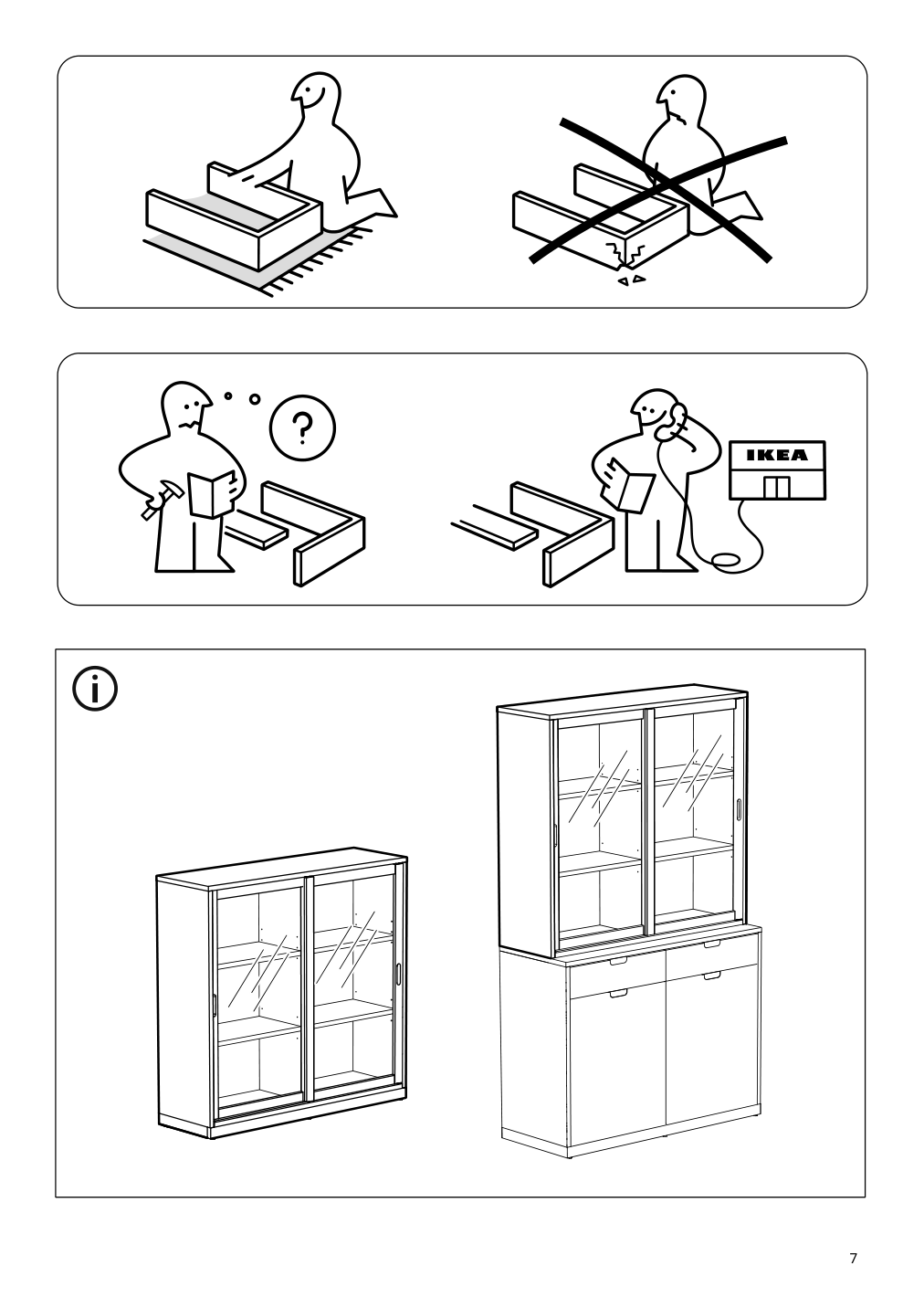 Assembly instructions for IKEA Tonstad cabinet with sliding glass doors off white | Page 7 - IKEA TONSTAD storage combination w sliding doors 895.717.70