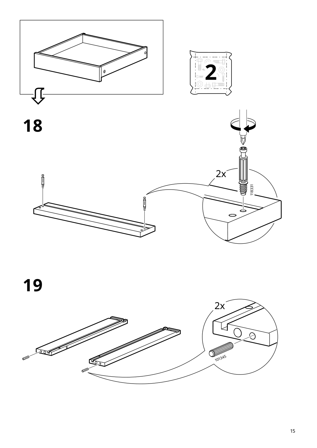 Assembly instructions for IKEA Tonstad desk off white | Page 15 - IKEA TONSTAD desk 305.382.02