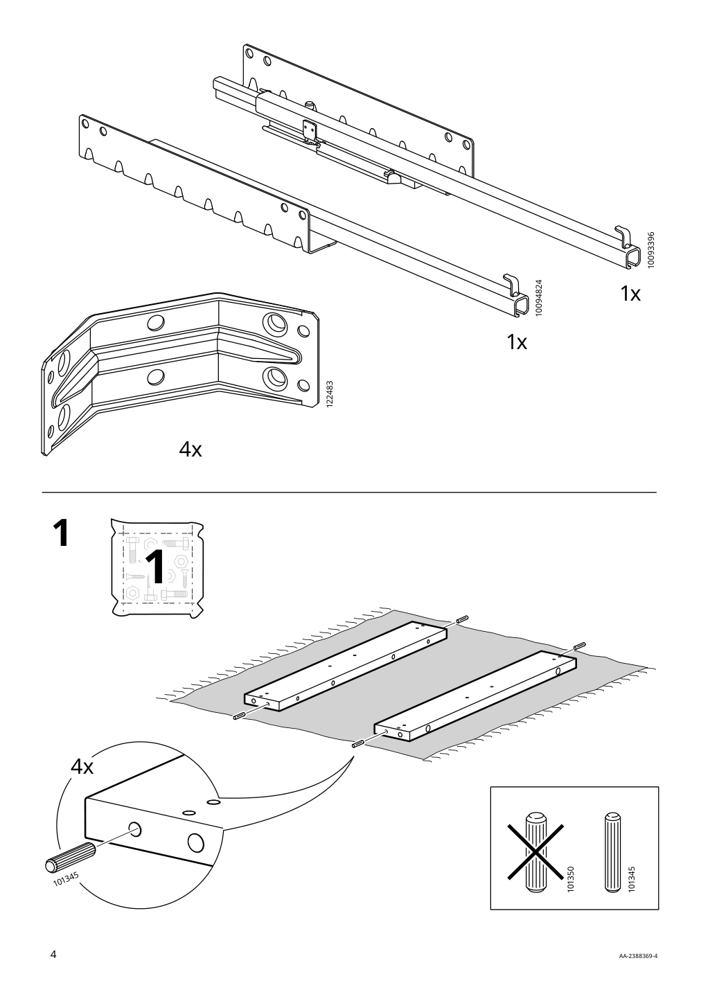 Assembly instructions for IKEA Tonstad desk off white | Page 4 - IKEA TONSTAD desk 305.382.02