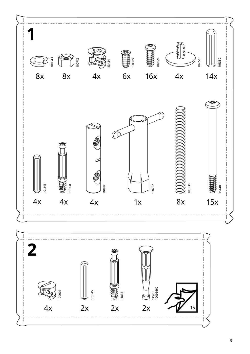 Assembly instructions for IKEA Tonstad desk off white | Page 3 - IKEA TONSTAD desk 805.382.09