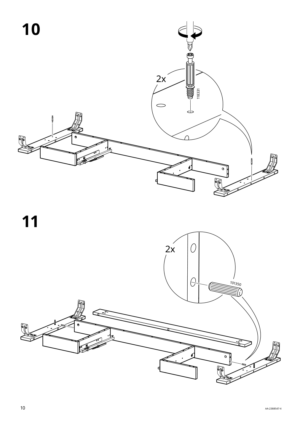 Assembly instructions for IKEA Tonstad desk off white | Page 10 - IKEA TONSTAD desk 705.382.00