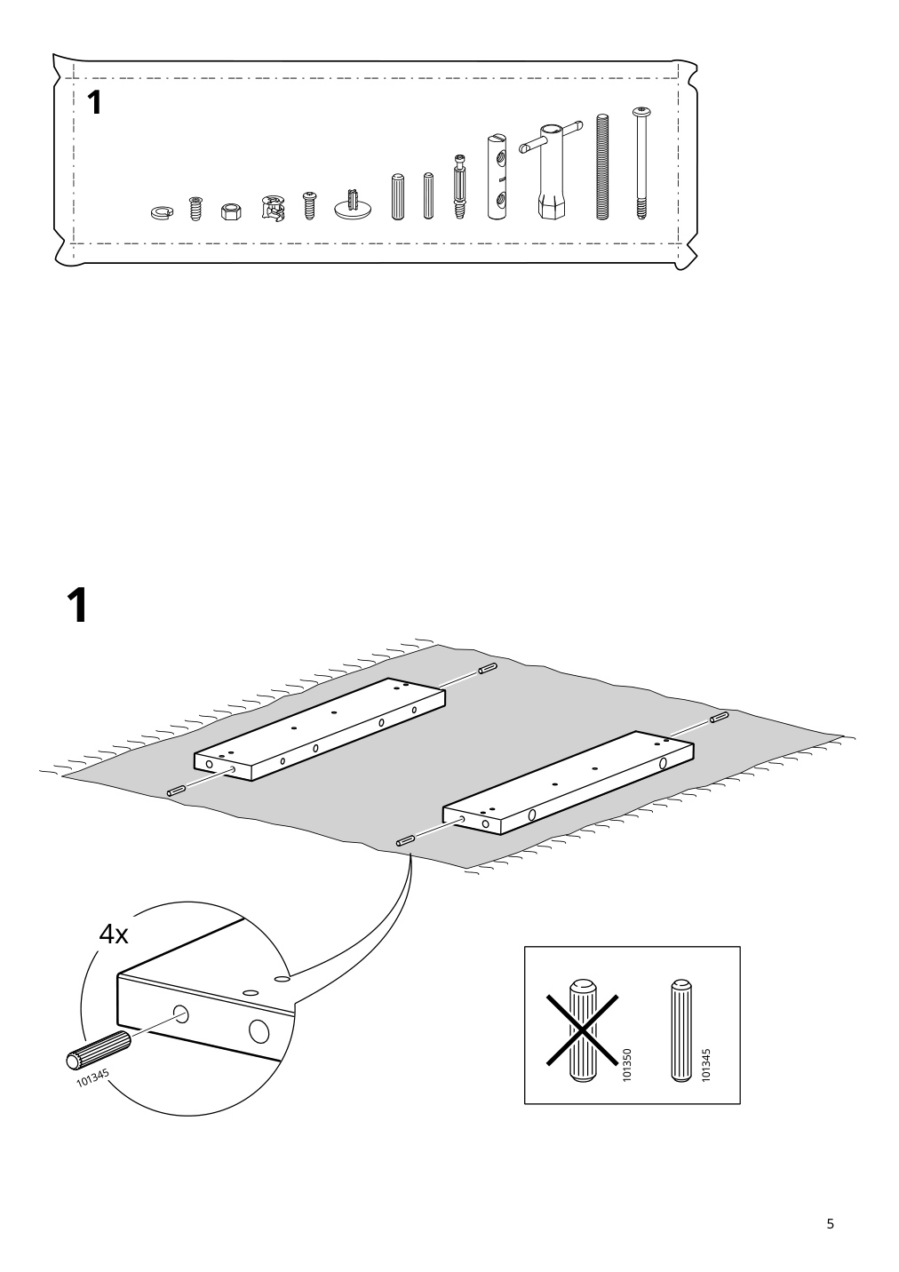 Assembly instructions for IKEA Tonstad desk off white | Page 5 - IKEA TONSTAD desk 705.382.00