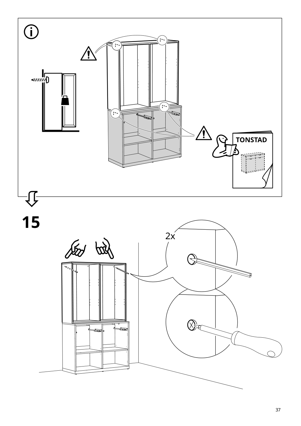 Assembly instructions for IKEA Tonstad shelving unit off white | Page 37 - IKEA TONSTAD storage combination 195.717.64